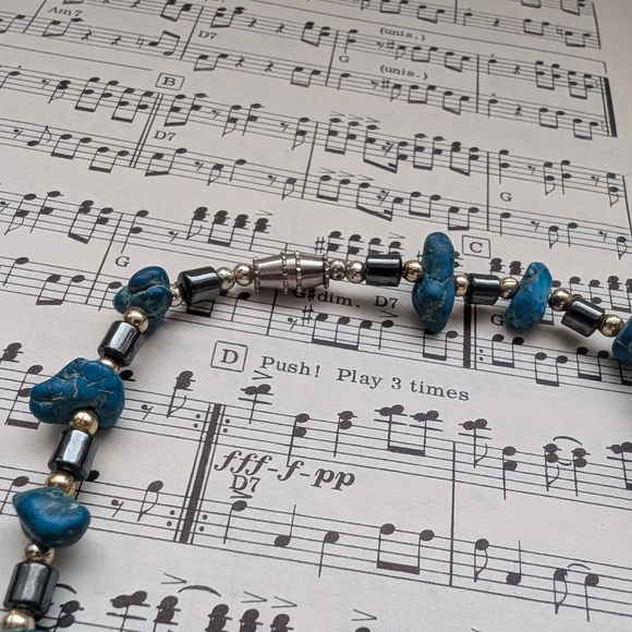 Elegant Blue and Silver Beaded Large Bracelet - Picture 3 of 7